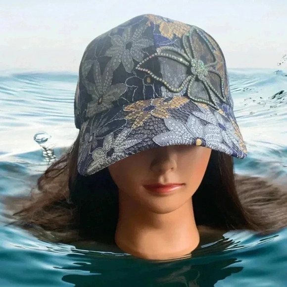 Boutique Handcrafted Feminine Floral Lace Embroidered Butterfly Baseball Cap Hat - Picture 4 of 8